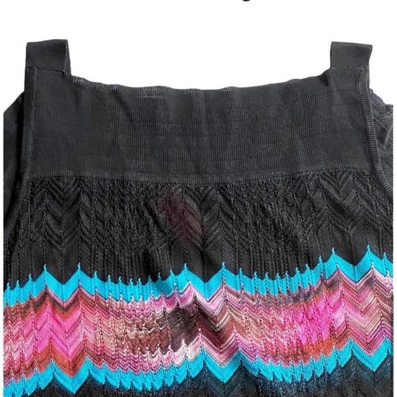 Missoni Chevron Coverup Black Pink Turquoise Purple Knit Sleeveless Dress 46 10 - Picture 10 of 15